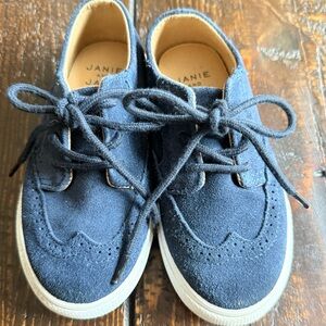 Janie and Jack Stylish Blue Shoes suede- Suede Wingtip Sneaker